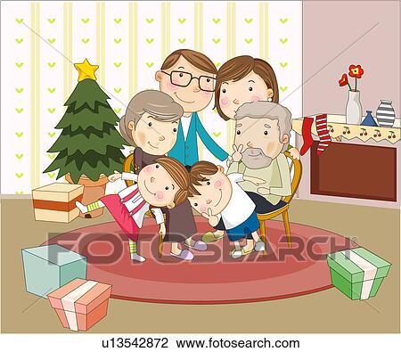 Clip art natale famiglia u13542872 cerca clipart, poster ... Disegno Natale camino