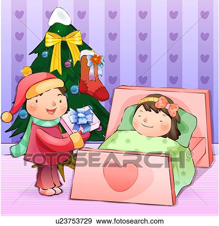 Stock Illustration of Bedroom Christmas Tree u23753729 - Search Vector