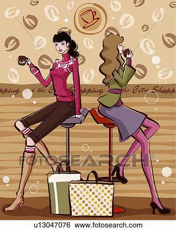 Stock Illustration of Woman drinking coffee u13047076 ...