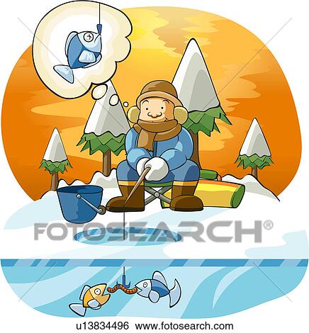 Stock Illustration of Man ice fishing u13834496 - Search ...