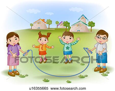 Stock Illustration Of Family Jumping Rope U16355665 - Search Clipart ...