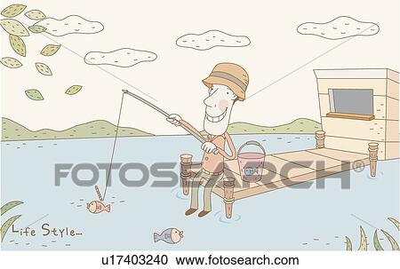 Stock Illustrations of Fisherman on the Dock u17403240 - Search Clipart ...