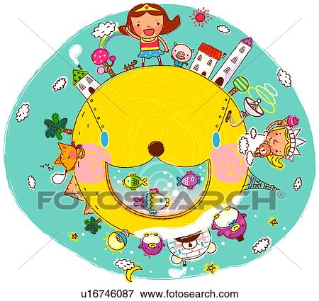 Colección de ilustraciones - ilustración, retratar, destinos de viajar