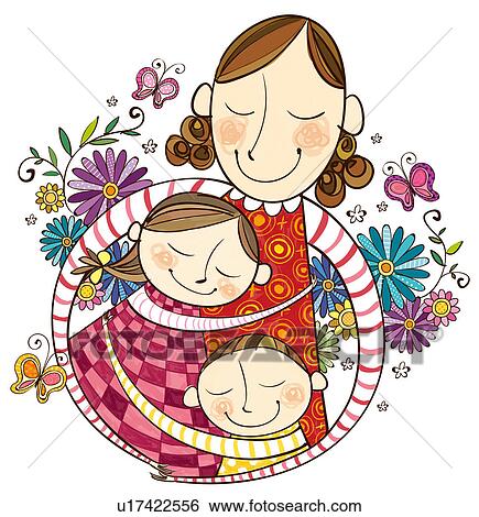 Stock Illustration of Mother love for their children u17422556 - Search