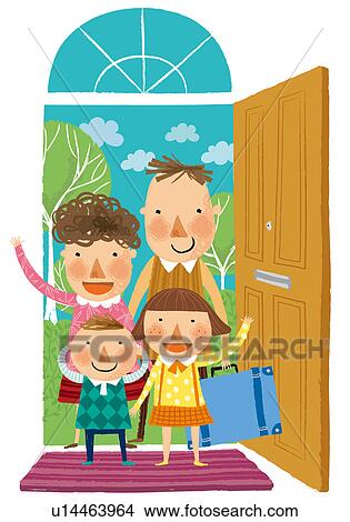 Dibujos - familia, llegar, en casa u14463964 - Buscar Clip Art