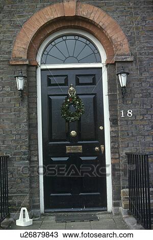 Christmas Front Door Clipart stock photo of georgian black front door with christmas wreath Christmas Front Door Clipart stock photo of georgian black front door with christmas wreath