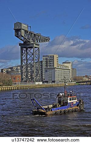 Stock Photo Of Scotland Lanarkshire Glasgow River Clyde View Stock Photo Scotland Lanarkshire Glasgow River Clyde View With Modern Hotel And