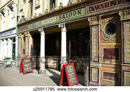 Exterior Northern Ireland Northern Ireland, Belfast, Belfast, The exterior of the Crown Bar saloon in Belfast.