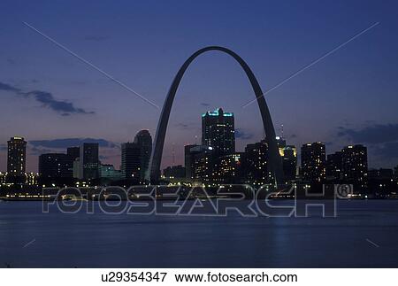 Picture of St. Louis, MO, Gateway Arch, Missouri, View of the Gateway Arch and downtown skyline ...