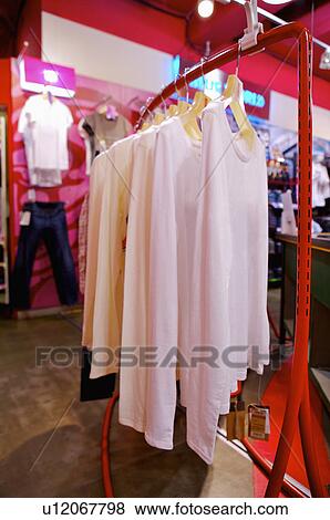 Different kinds of clothes showing in the store,Clothing Store View