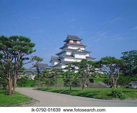 Aizuwakamatsu Castle, Fukushimaa Prefecture View Large Photo Image Stock Photo - Aizuwakamatsu Castle, Fukushimaa Prefecture. Fotosearch