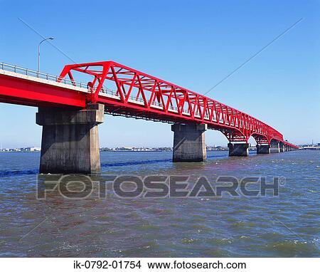 Picture - Bridge against Blue Sky at Chiba Prefecture. Fotosearch