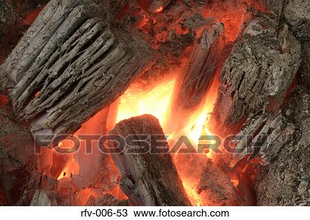 Stock Image - Burning Firewood. Fotosearch
