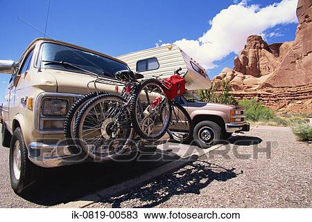 Car and Bicycle Parked at Campsite View Large Photo Image Stock Image - Car and Bicycle Parked at Campsite. Fotosearch