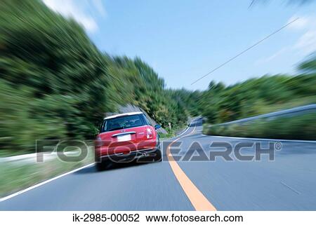 Stock Image - Car at Daisen Mountain Tottori Prefecture, Japan. Fotosearch