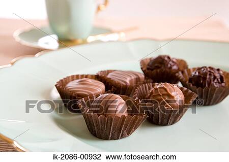 Stock Image - Chocolate Truffle in Plate. Fotosearch