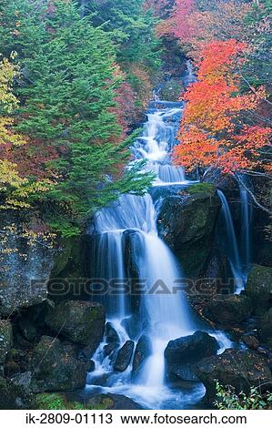 Stock Image - Crown Waterfall in Tochigi Prefecture, Japan. Fotosearch