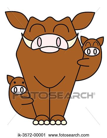 Stock Image - Digital Image of Wild Boar with His Child . Fotosearch
