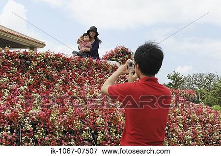 Father taking photograph of his family on balcony View Large Photo Image Stock Photo - Father taking photograph of his family on balcony. Fotosearch