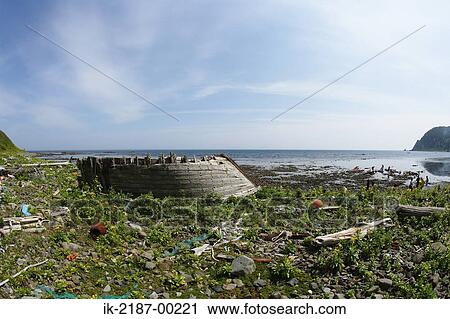 Stock Image - Garbage Kept in the Seashore. Fotosearch
