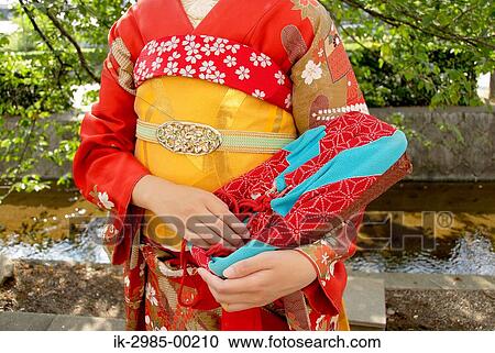 Geisha Woman Holding Furoshiki View Large Photo Image Stock Image - Geisha Woman Holding Furoshiki. Fotosearch