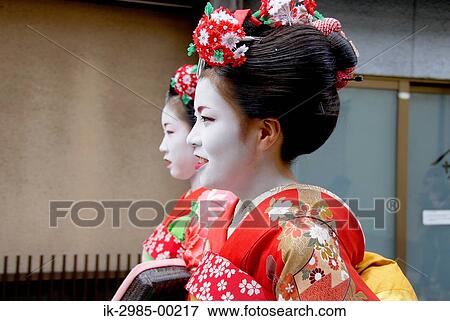 Stock Photo - Geisha Women in Traditional Make-Up. Fotosearch