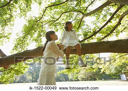 Girl Sitting in Tree with Mom View Large Photo Image Stock Photo - Girl Sitting in Tree with Mom. Fotosearch