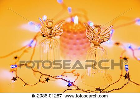 Glass Angels Decorated on Christmas View Large Photo Image Stock Photo - Glass Angels Decorated on Christmas . Fotosearch