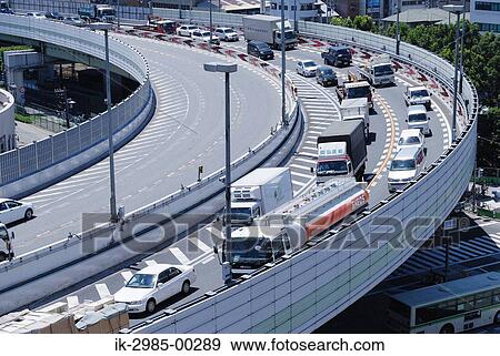 Stock Photo - Hanshin Expressway at Osaka in Japan. Fotosearch