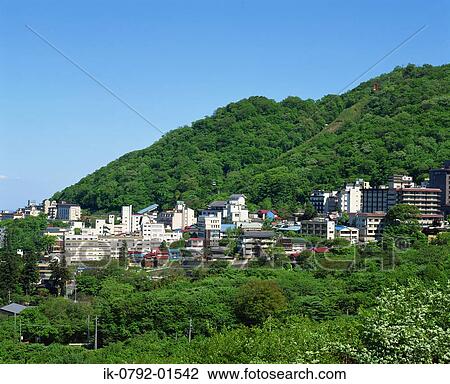 Stock Image - Ikaho Hot Spring Town in Japan. Fotosearch