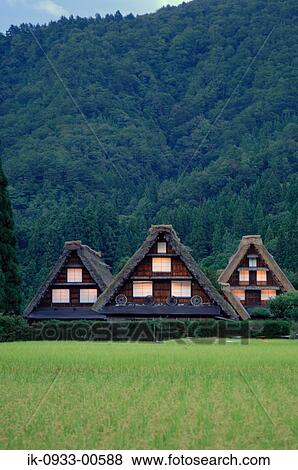 Japanese Styled House Besides Rice Field Japan, Gifu Prefecture View Large Photo Image Stock Photo - Japanese Styled House Besides Rice Field Japan, Gifu Prefecture. Fotosearch