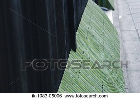 Stock Photograph - Japanese traditional green bamboo dog screen. Fotosearch