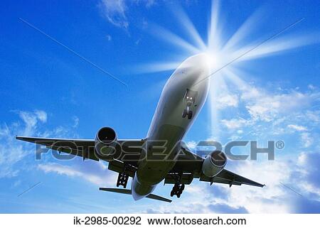 Stock Image - Jumbo Jet Taking Off From the Runway at International Airport. Fotosearch