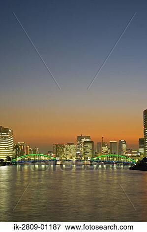 Stock Photo - Kachidoki Bridge at Sumida River, Tokyo, Japan. Fotosearch