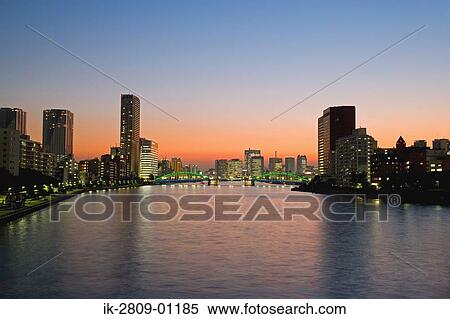 Stock Photography - Kachidoki Bridge at Sumida River, Tokyo, Japan. Fotosearch