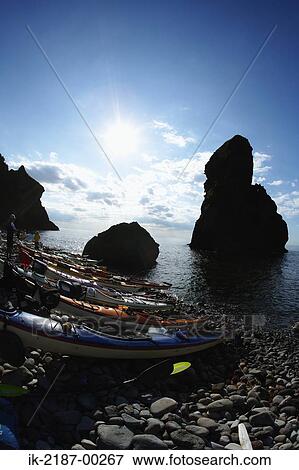 Stock Photo - Kayak at the Edge of River, Japan. Fotosearch