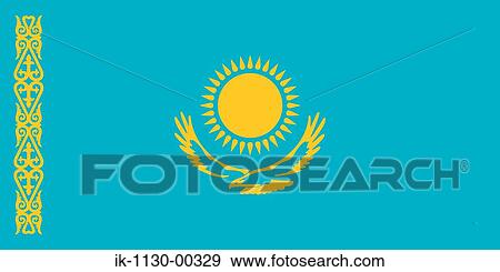 Kazakhstan National Flag View Large Photo Image Stock Photo - Kazakhstan National Flag. Fotosearch