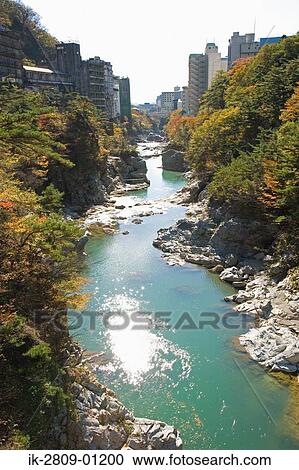Stock Image - Kinugawa Spa, Tochigi Prefecture, Nikko-Shi, Japan. Fotosearch