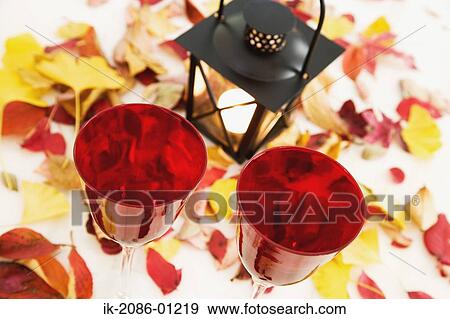 Stock Photo - Lantern with Wineglass on Floor. Fotosearch