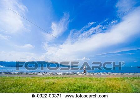 Man Jogging Near Seaside View Large Photo Image Stock Image - Man Jogging Near Seaside. Fotosearch