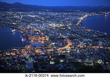 Picture - Night View of Hakodate Street, Hokkaido. Fotosearch