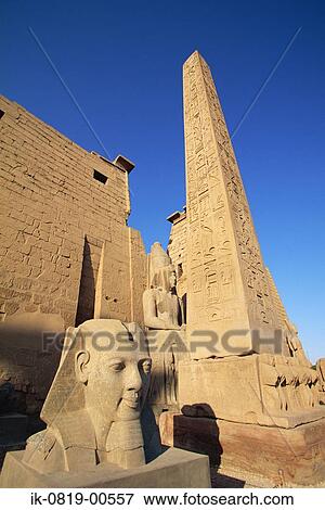 Obelisk and Sphinx at Temple of Luxor, Egypt View Large Photo Image Stock Photo - Obelisk and Sphinx at Temple of Luxor, Egypt. Fotosearch