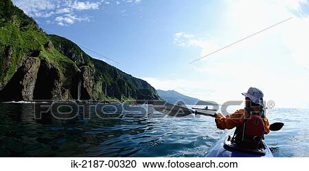 Person Boating on Kayak, Hokkaido, Japan View Large Photo Image Stock Image - Person Boating on Kayak, Hokkaido, Japan . Fotosearch