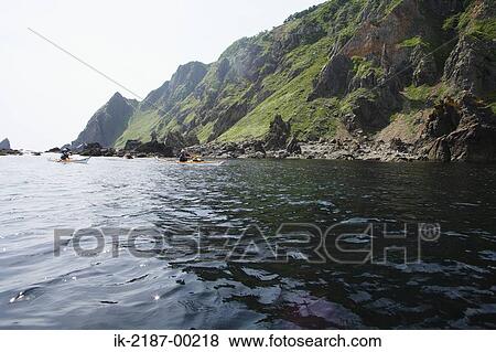 Stock Photo - Person Boating on Kayak, Hokkaido, Japan . Fotosearch