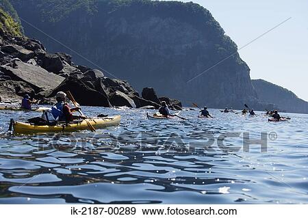 Stock Photo - Person Boating on Kayak, Hokkaido, Japan . Fotosearch