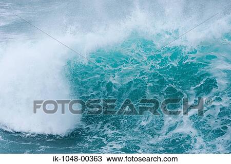 Stock Image - Powerful crashing waves of sea. Fotosearch