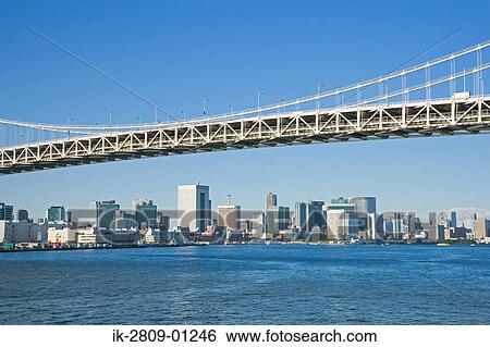 Rainbow Bridge in Tokyo, Japan View Large Photo Image Stock Photograph - Rainbow Bridge in Tokyo, Japan. Fotosearch