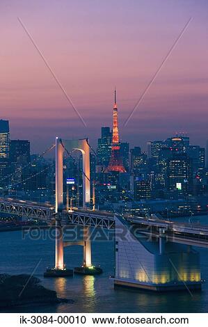 Rainbow bridge with buildings on seaside View Large Photo Image Stock Image - Rainbow bridge with buildings on seaside. Fotosearch