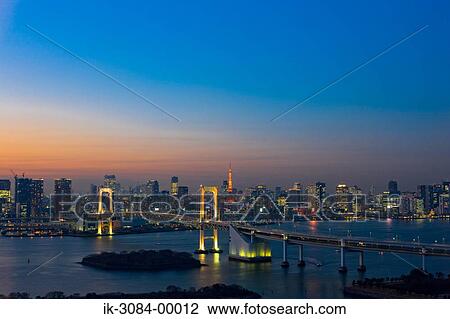 Rainbow bridge with seaside buildings at dawn View Large Photo Image Stock Image - Rainbow bridge with seaside buildings at dawn. Fotosearch