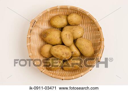 Stock Image - Raw Potatoes in Colander. Fotosearch